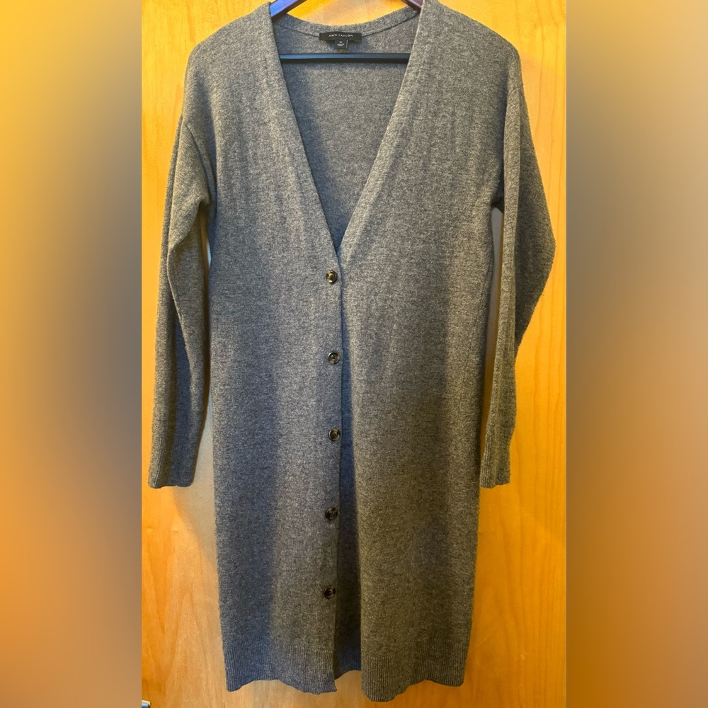 Ann Taylor Wool Nylon Blend Long Line Cardigan